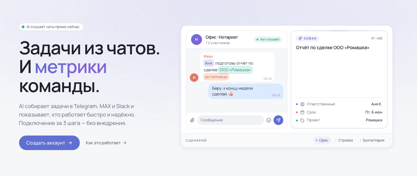 SmartDesk — умный трекер задач из чатов